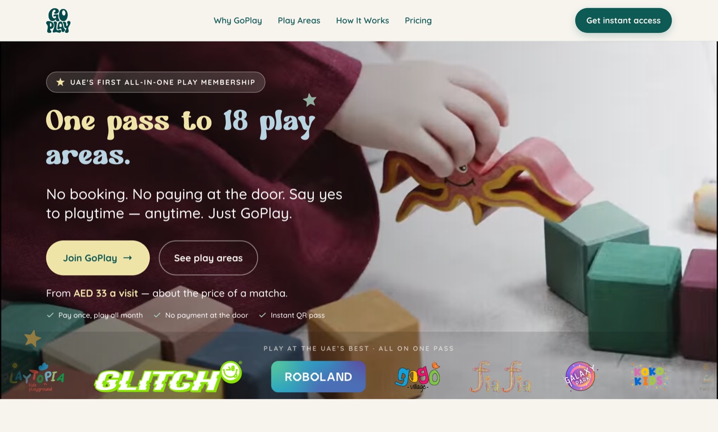GoPlay — UAE play-area membership