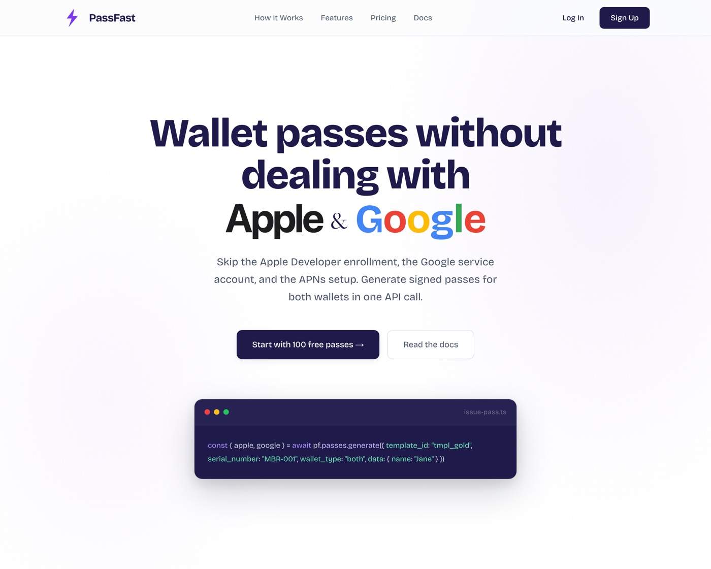 PassFast — Apple & Google Wallet pass API